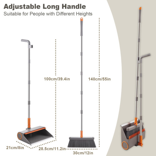 Mitclear Long Handled Dustpan and Brush Set, 55IN 2