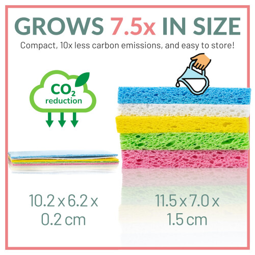 bioGo 30 Pack Compostable Pop-Up Sponges - Expanding, Non-Scratch, Plant-Based - Compostable - Pop Up Sponge - No Scratch 1
