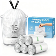 Teivio 15 Liter Small Bin Liners with Tie Tap, 110 Counts with Bottom Dispenser, Small Pedal Bin Bags Fit 10-15L Trash Can for Home Office Kitchen Ba