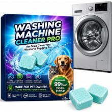 Washing Machine Cleaner Pro Tablets 12pcs Prime Enzyme Washing Machine Cleaners for Pet Hair Remove Eliminates Odor Deep Clean the Inner Drum and Lau