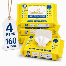 Feather Lux Biodegradable Flushable Toilet Wipes for Adults 04 Pack Wipes