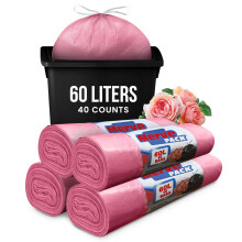 60L Bin Bags Rose (40 Bags) – Strong Scented 60L Bin Liners for Kitchen & Bathroom Bins, Small Garbage Bags, Rubbish Bags, Trash Bags, Swing Bin Lin