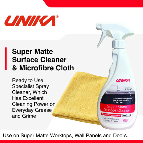 UNIKA Super Matte Laminate Cleaner & Microfibre Cloth, 500ml 1