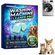 Prime-Drum Washing Machine Cleaner Pro Tablets, Remove Odour & Pet Hair, Clean the Inner Drum and Laundry Tub Seal, All Washing Machines, Eliminates