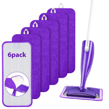 URAQT Reusable Mop Refill Pads for Flash Power mop, 6 PCS Mop Pads Microfibre Wet Dry Cleaning Mop Pad Machine Washable Up, for Wet Dry Floor Cleanin