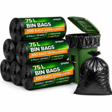 EPISENT 75L Black Bin Bags, 100 Refuse Sacks, 72x85cm