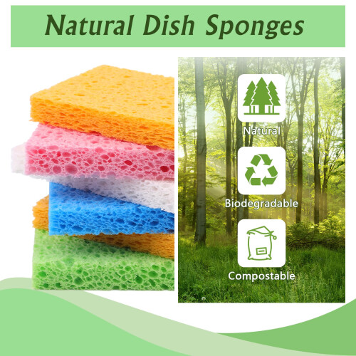 12 Pack Washing Up Sponges,Natural Cellulose,Non-Scratch 2