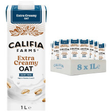 Califia Farms Extra Creamy Oat - Lactose Free, Dairy Free, No Added Sugar, Vegan, Free From Plant Based Drinks (8 x 1L)