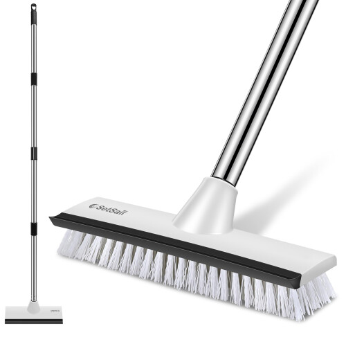 SetSail Floor Scrub Brush, 51-Inch Adjustable Long Handle Brush,Black White