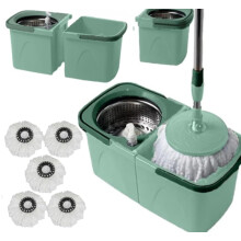 *NEW* SCRATCH ANET Revolving Spin Mop and Bucket With 5. Extra Pads Perfect For Easy Cleaning. (SPLIT MOP AND BUCKET)