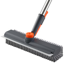 Mitclear Floor Scrubbing Brush Long Handle 48IN, Clean Bathroom Patio, Grey
