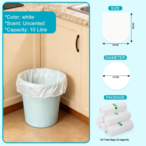 120 Counts Biodegradable Bin Bags, 30L Bin Bags(60X65cm) 1