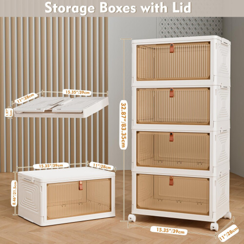 TidyTrove Storage Boxes with Lids 23L/4 Tier, Plastic Storage Box with Lid 2