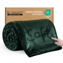 MOONLIGHT20015 Fleece Blanket for Bed - Soft Cosy Fluffy Throw Blankets Queen Size, 400 GSM Silk Touch Warm Large Throws for Audlts, Green Emerald, 2