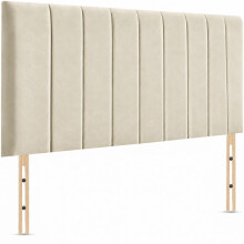Elixir Portland Divan Bed Headboard | Elegant Plush Velvet Fabric Headboards for 3ft Single size Bed | Cream color with wooden material Stylish headb