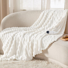 Bedsure Electric Blanket Heated Throw - Chunky Ribbed, 130x180cm, Cream