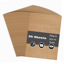 Brown Kraft Card, A4 Card 250GSM Thick Kraft Card Stock for Cards Making, Scrapbook, Office Printing and Arts or Crafts DIY (25 Sheets)