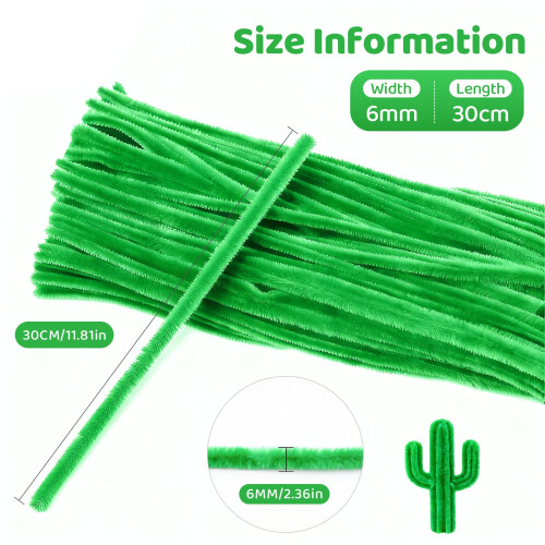 G2PLUS 6mm Green Pipe Cleaners for Craft, 30cm Long, 100PCS 1