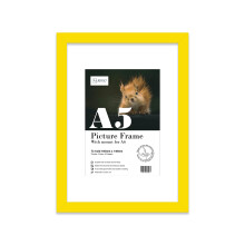Almost Frameless A5 Yellow Picture Frame With White Mount for A6 (10.5 x 14.8cm - 4.1 x 5.8in) Print, Photo, or Poster. Portrait and Horizontal Wall
