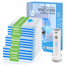 20 Pack Vacuum Storage Bags for Clothes, Travel & Home with Electric Pump