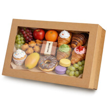 10 Pack Large Bakery Boxes with Window, 45 x 31 x 8cm Cookie Boxes, Extra Strong Cupcake Boxes, Pastry Boxes, Brown Treat Box for Gift Giving, Baking