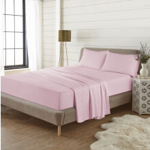 Flannelette Brushed Cotton Flat Sheets Super Soft Warm Cosy Wrinkle Shrinkage and Fade Resistant Fabric Flat Bed Sheets (Pink, Super King)