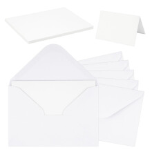 50 Blank Cards and Envelopes, White, 11 x 16 cm