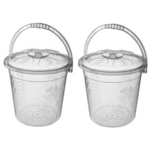 Best House | Clear Plastic Bucket with Lid Handle | 10 Litres | Transparent | 2 Pcs | Household Bucket | Storage Buckets Bin Container, Multipurpose