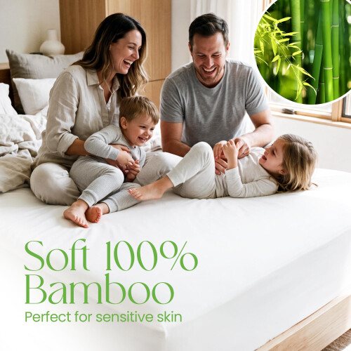 Super King Mattress Protector 180x200cm Waterproof 100% Bamboo 2