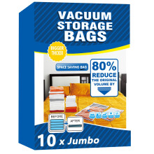 Vacuum Storage Bags - 10 Pack Jumbo (80X100cm) Space Saver Sealer Compression Bags, Reusable Vacuum Bags for Storage Clothes, Duvets, Bedding, Quilts