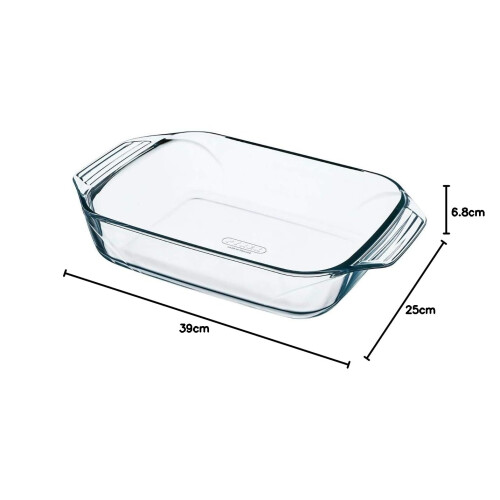 Pyrex PIREX Optimum Glass Rectangular Roaster High Resistance Easy Grip, Multicolor, 39x25 cm (Pack of 1) 2