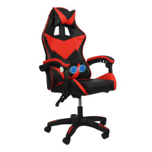 COZYBRITE Gaming Chair Office Desk Computer Chairs Swivel with Massage Headrest Back Support Reclining Ergonomic Design Faux Leather (Black+Red)