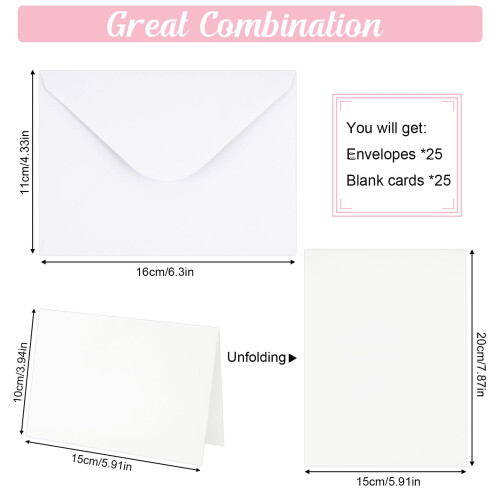 50 Blank Cards and Envelopes, White, 11 x 16 cm 1