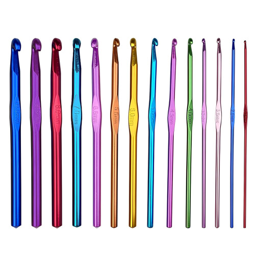 14 Piece Aluminium Crochet Hooks Set, Crochet Hooks Knitting Needles