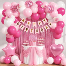 Hot Pink Birthday Decorations 49pcs, Pink and White Party Decorations