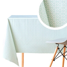 KP HOME PVC Wipe Clean Table Cloth Rectangular 250x140 cm / 98x55 In - Wipeable Tablecloth up to 8 Seats - Waterproof Vinyl Oilcloth Geometric with F