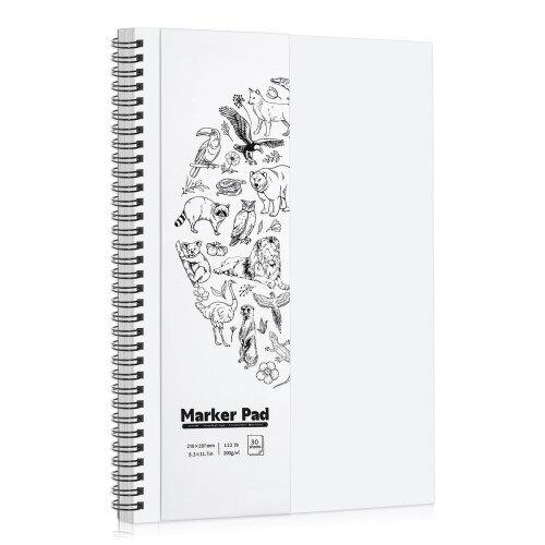A4 Marker Sketchbook 200gsm, 30 Sheets Double-Sided Bleedproof Drawing Pad