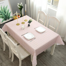 2pcs 137*180cm Plastic Tablecloths Waterproof Pink Checkered PVC Table Cloth Wipeable Table Cover Rectangular,Plaid Table Cover Wipe Clean Tablecloth