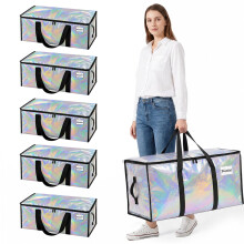 RICHER HOUSE 90L Heavy Duty Moving Boxes, Clothes Storage Bag, 6 Pack,Laser