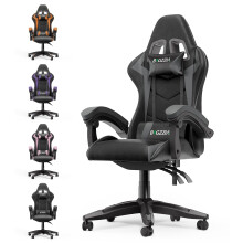 Bigzzia Ergonomic Gaming Chair With Lumbar and Headrest Cushions (Gray, Classic Without Footrest)