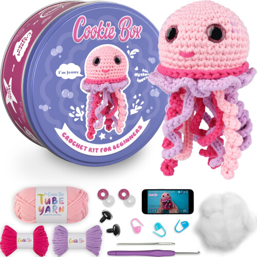 Cookie Box Crochet Kit for Beginners, Jellyfish Jenny