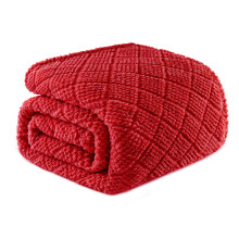 Whale Flotilla Soft Jacquard Double Size Blanket for Bed, Red