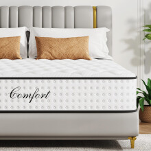Niqooia Single Mattress, 10 Inch Single Bed Mattress, with Memory Foam, Hybrid 7 Zone Pocket Sprungs Mattresses, Breathable Knit Fabric, Medium Firm,