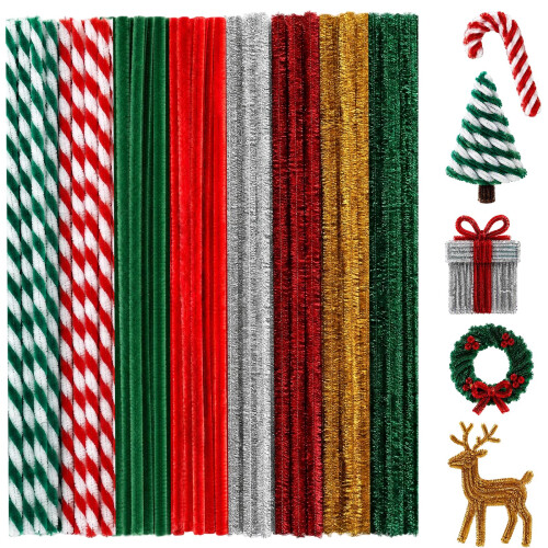 Christmas Pipe Cleaners, 200PCS Pipe Cleaner Crafts, Chenille Stems
