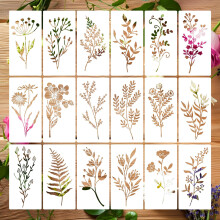 18PCS Plant Stencils,Reusable Flower Stencils Painting Crafts Templates Floral Leaves Drawing Stencil for Wood DIY Craft Template for Painting on Fur