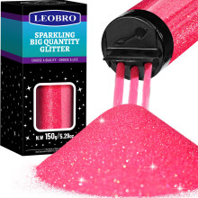 LEOBRO Pink Iridescent Glitter 150G/5.29OZ - Fluorescent Flakes and Sparkles for Valentine's Day, Resin Arts, Craft Decor, 1/96"(0.25MM)