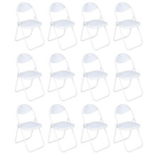 Nyxi Set of 12 X Folding Chair Padded Paris Faux Leather Chair Home Office Dining (12 X Chairs, White)