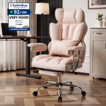 Efomao Desk Office Chair, Big and Tall PU Leather Ergonomic Office Chair, 200KG Adjustable High Back Computer Chair,Executive Swivel Chair with Footr
