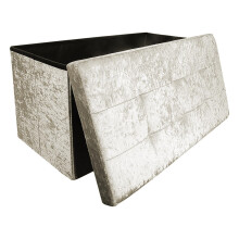 Dripex Folding Storage Ottoman Box, Crushed Velvet Bench, 76x38x38 cm
