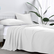 King Size Flat Sheet 100% Egyptian Cotton 300 TC- Breathable and Fade Resistant - Non Iron Hotel Quality Flat Bed Sheets (250 x 280cm, White)